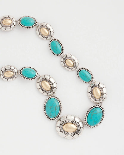 Chico's Turquoise Mixed Metal Collar Necklace Turquoise