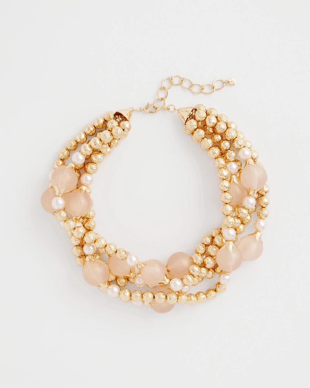 Chico's Gold Pink Chunky Beaded Necklace Pink