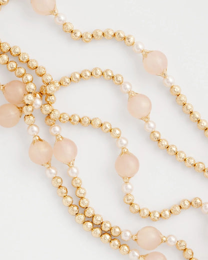 Chico's Gold Pink Chunky Beaded Necklace Pink