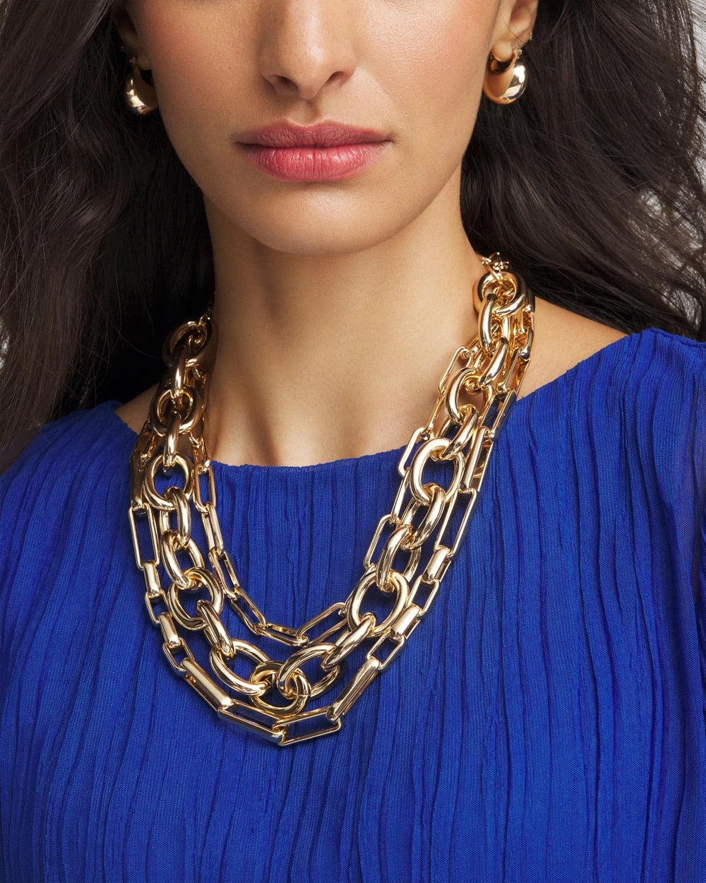 Chico's Convertible Three-Strand Chain Necklace Gold