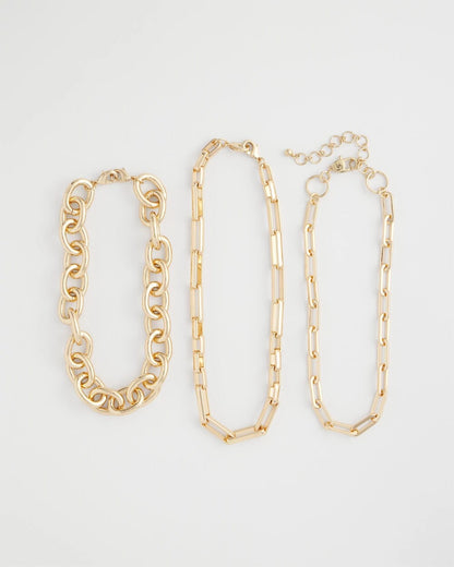 Chico's Convertible Three-Strand Chain Necklace Gold