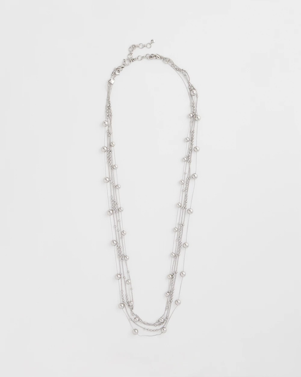 Chico's Multistrand Beaded Silvertone Necklace Silver