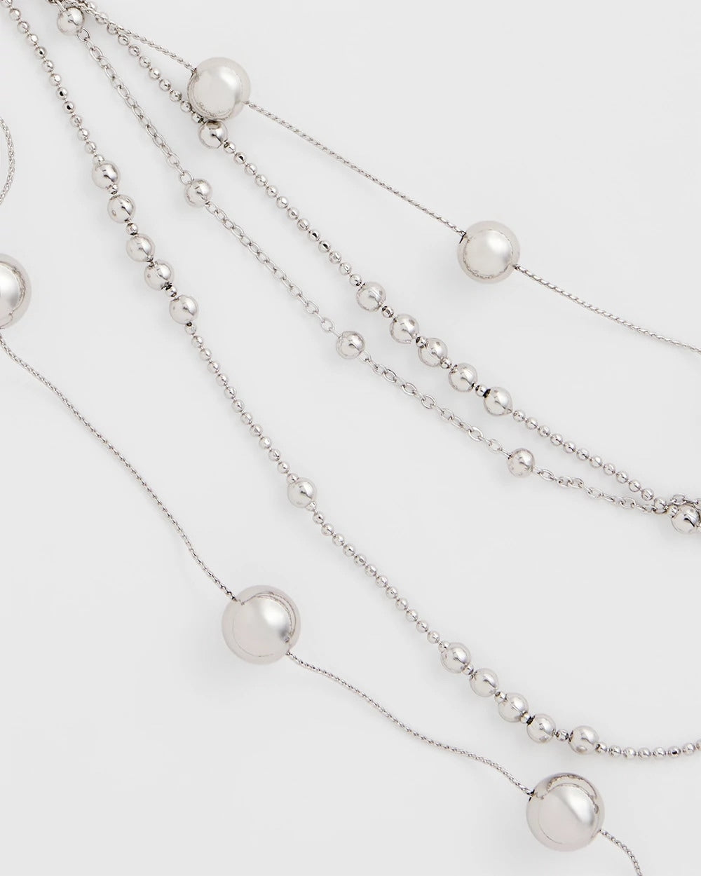 Chico's Multistrand Beaded Silvertone Necklace Silver