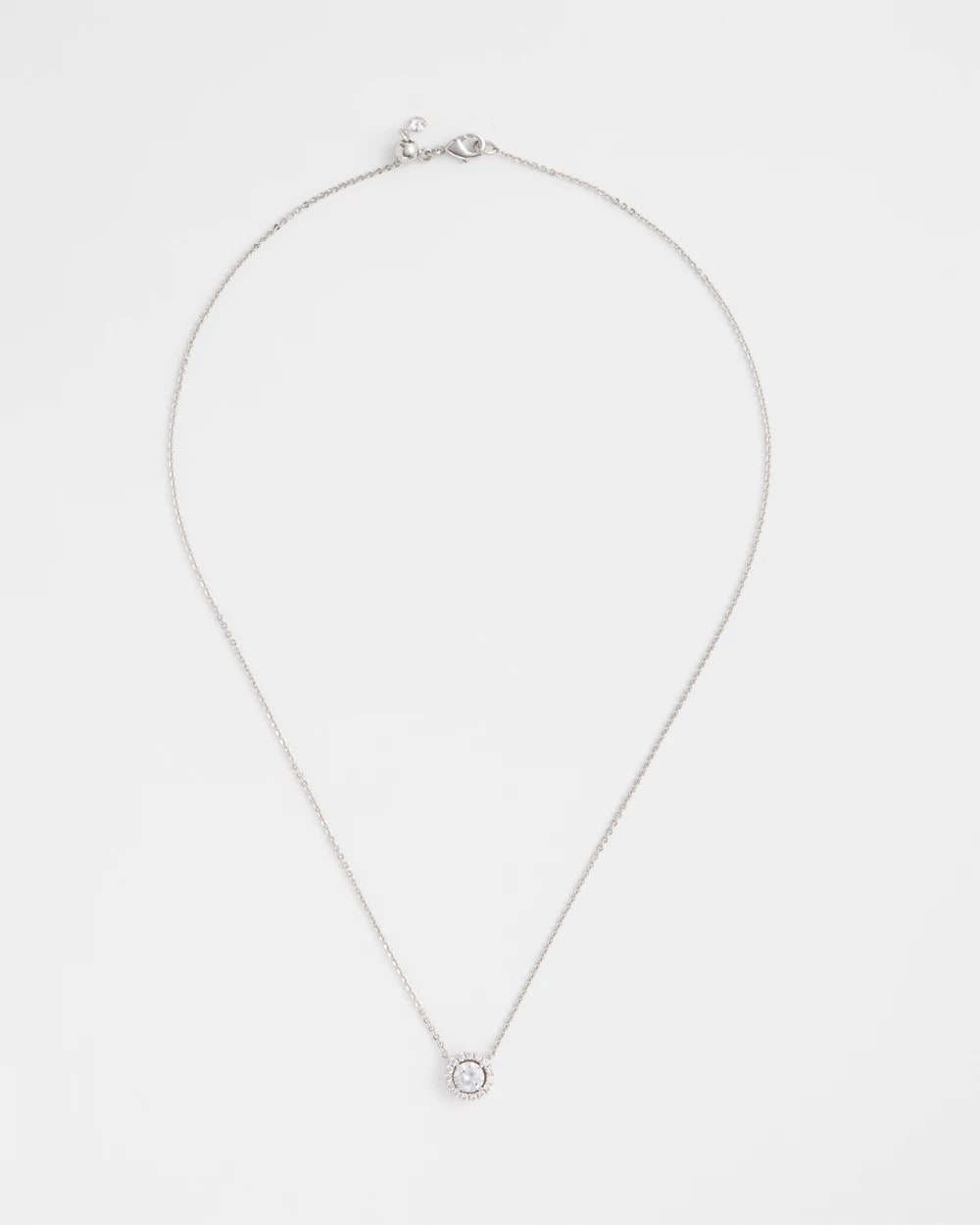 Chico's Silver Tone Drop Stone Necklace Silver