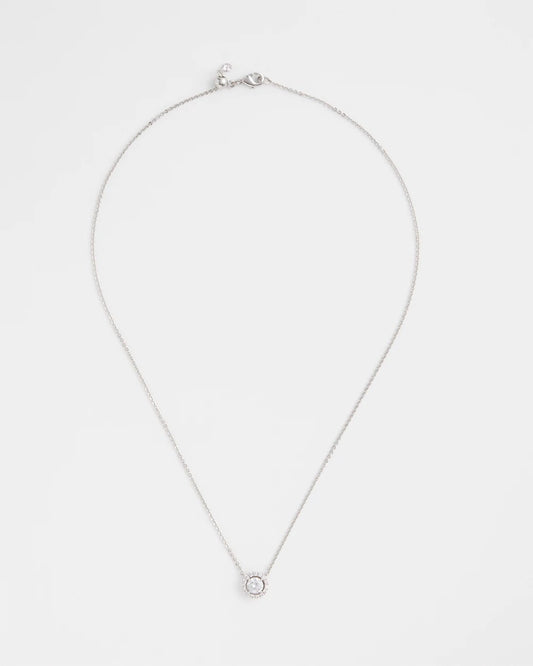 Chico's Silver Tone Drop Stone Necklace Silver