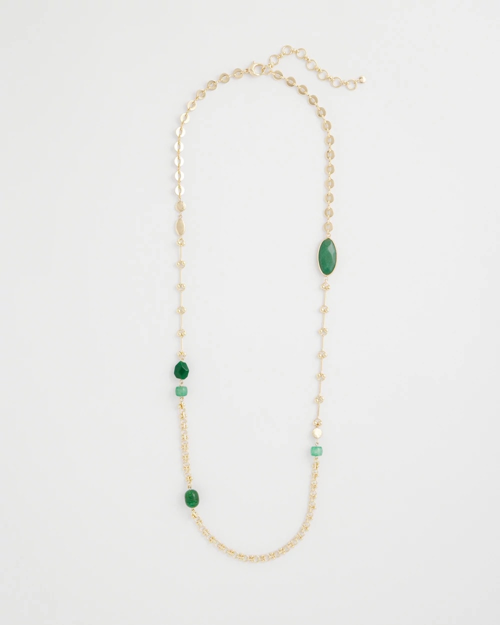 Chico's Green Accent Long Single Strand Necklace Green