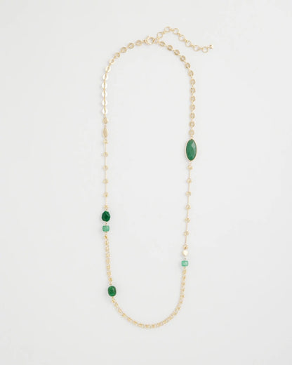 Chico's Green Accent Long Single Strand Necklace Green