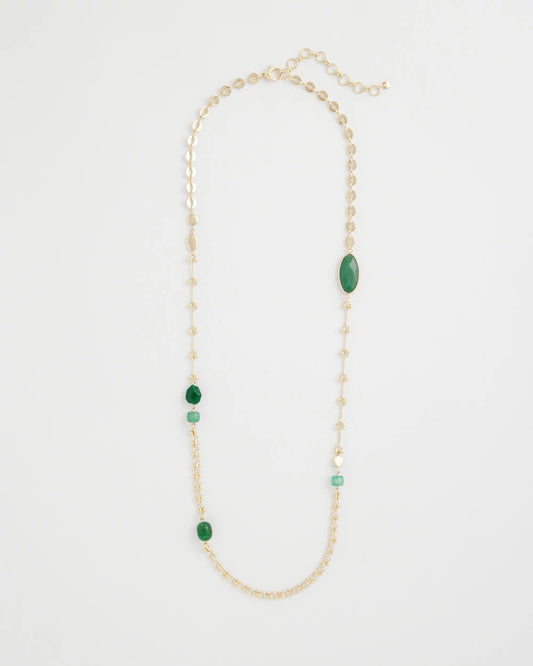 Chico's Green Accent Long Single Strand Necklace Green