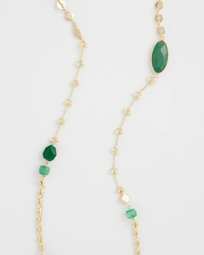 Chico's Green Accent Long Single Strand Necklace Green