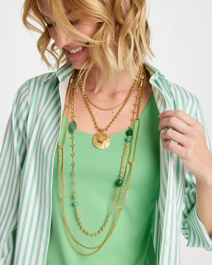 Chico's Green Accent Long Single Strand Necklace Green
