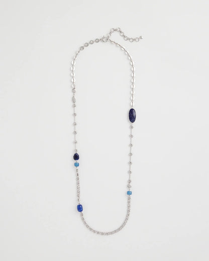Chico's Blue Accent Long Single Strand Necklace Blue