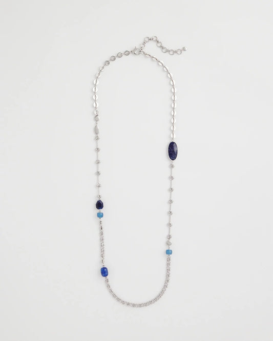 Chico's Blue Accent Long Single Strand Necklace Blue