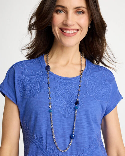 Chico's Blue Accent Long Single Strand Necklace Blue