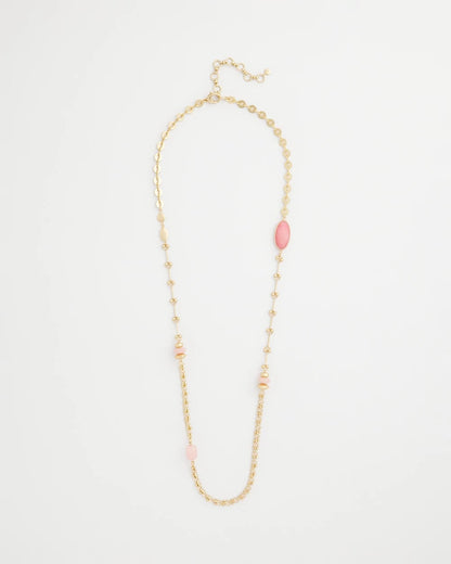 Chico's Pink Accent Long Single Strand Necklace Pink