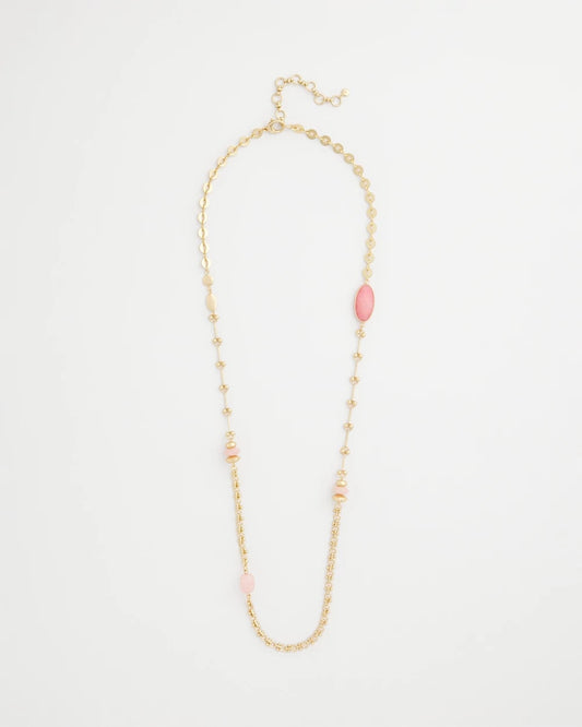 Chico's Pink Accent Long Single Strand Necklace Pink