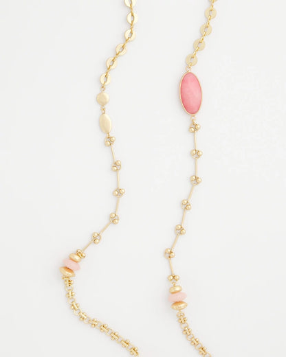 Chico's Pink Accent Long Single Strand Necklace Pink