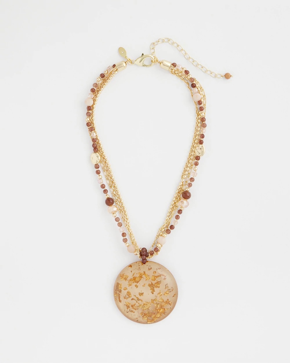 Chico's Gold Foil Pendant Necklace Neutral