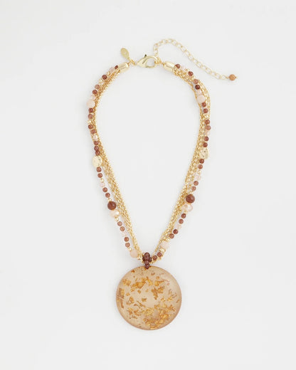 Chico's Gold Foil Pendant Necklace Neutral