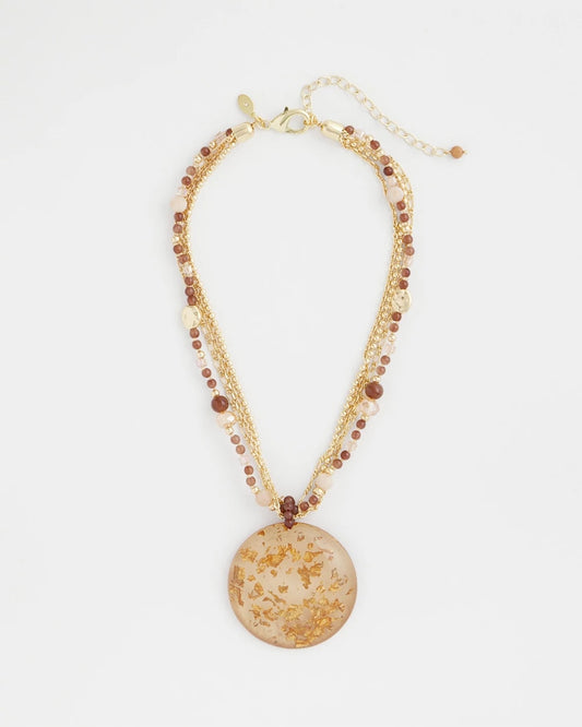 Chico's Gold Foil Pendant Necklace Neutral