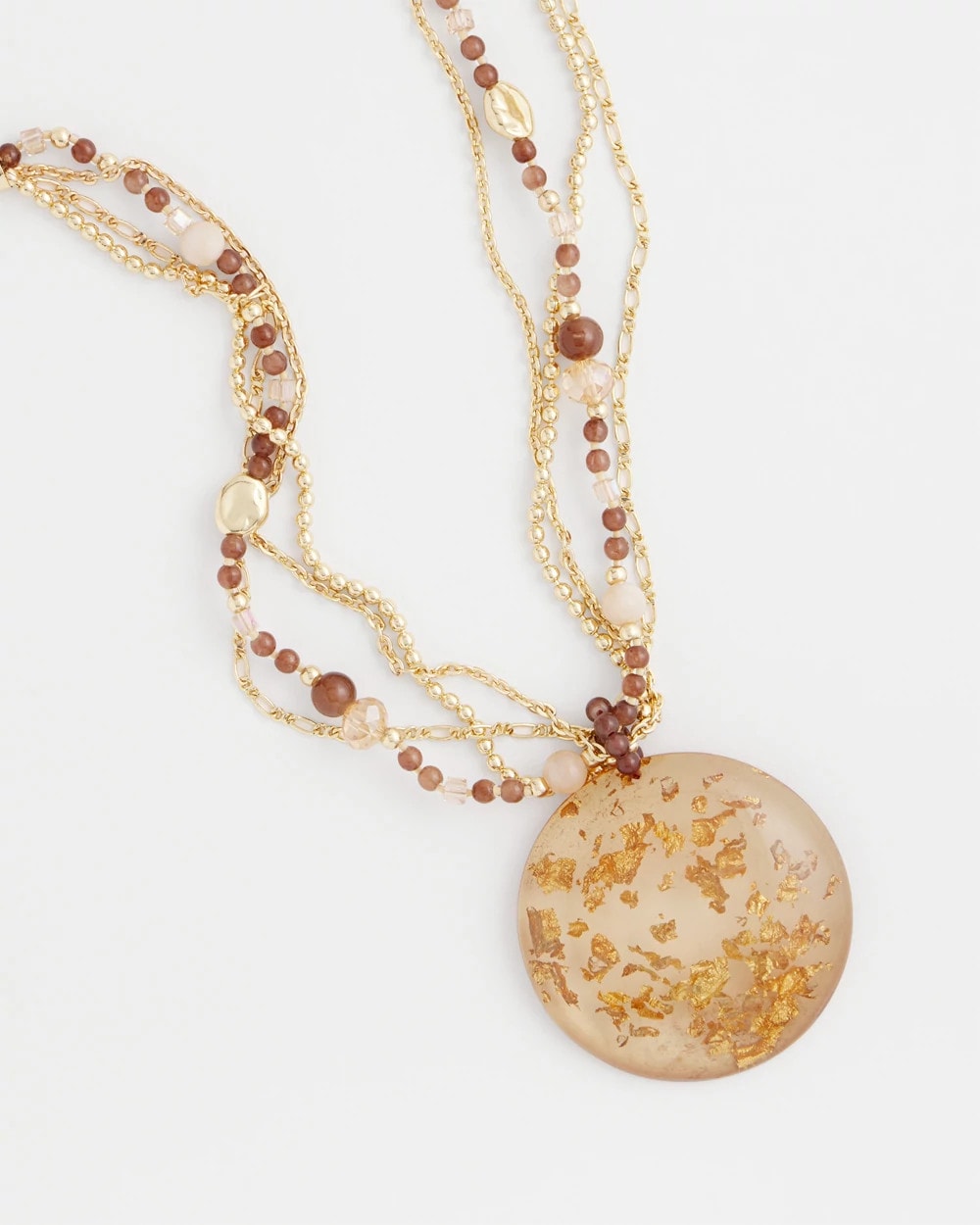 Chico's Gold Foil Pendant Necklace Neutral