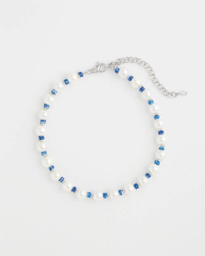 Chico's Short Pearl Blue Necklace Blue