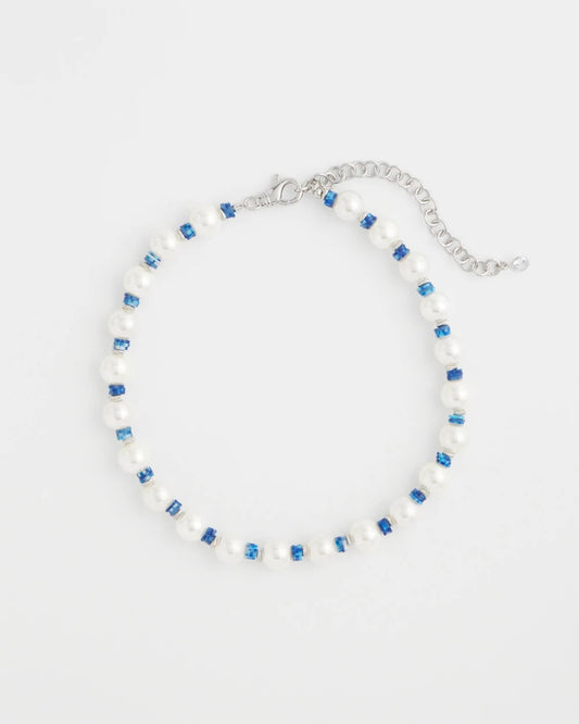 Chico's Short Pearl Blue Necklace Blue