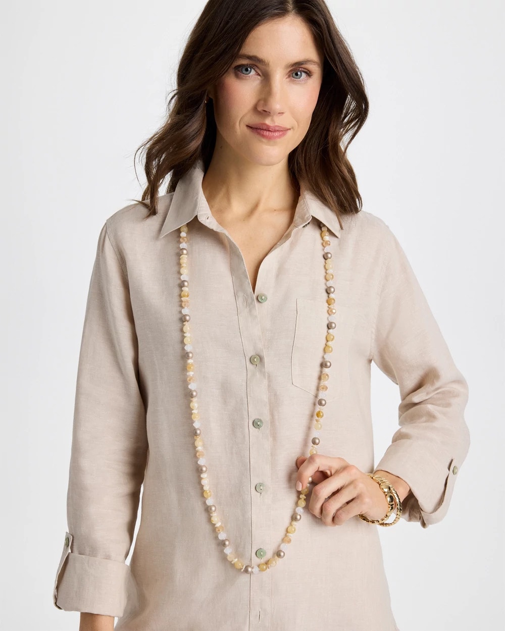 Chico's Neutral Long Layering Necklace Neutral