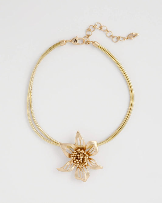 Chico's Gold Flower Pendant Necklace Gold