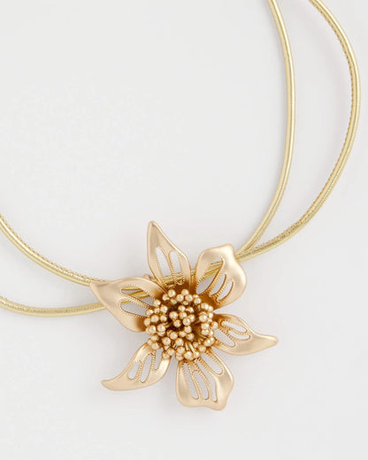 Chico's Gold Flower Pendant Necklace Gold