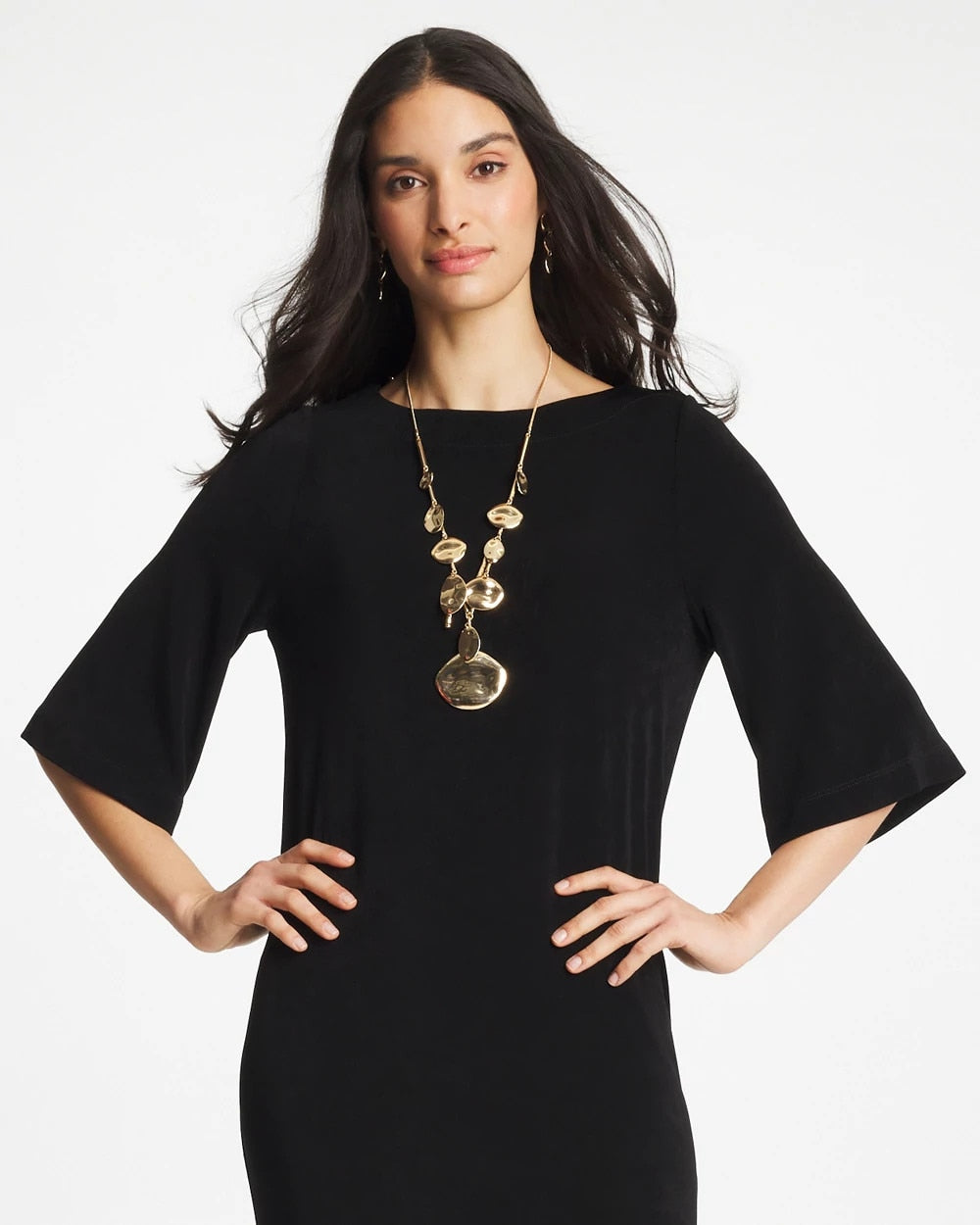 Chico's Gold Long Single Strand Necklace Gold