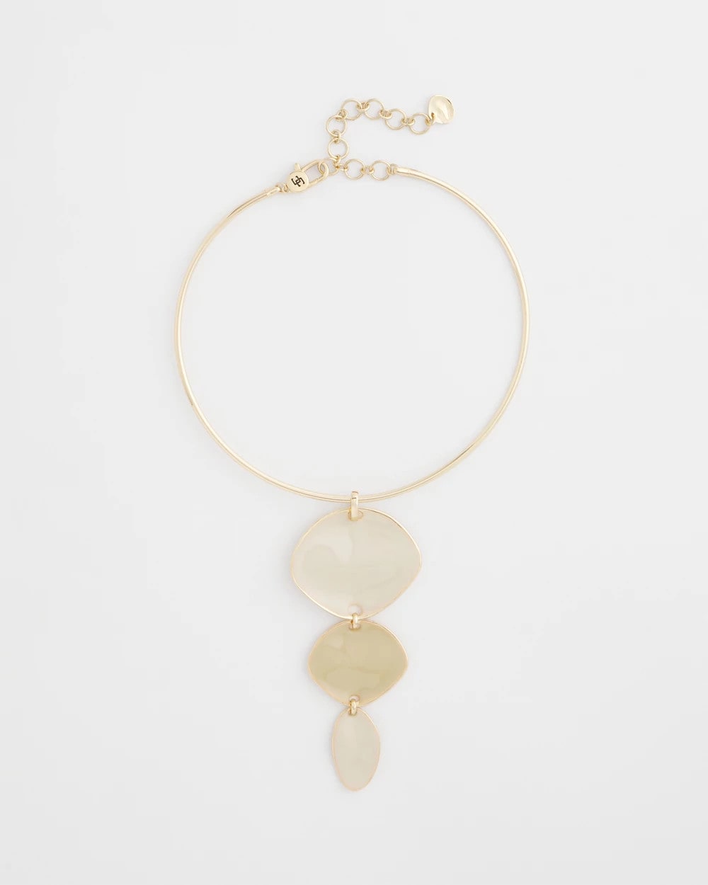 Chico's Linear Reversible Pendant Necklace White/Gold