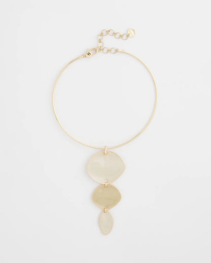 Chico's Linear Reversible Pendant Necklace White/Gold