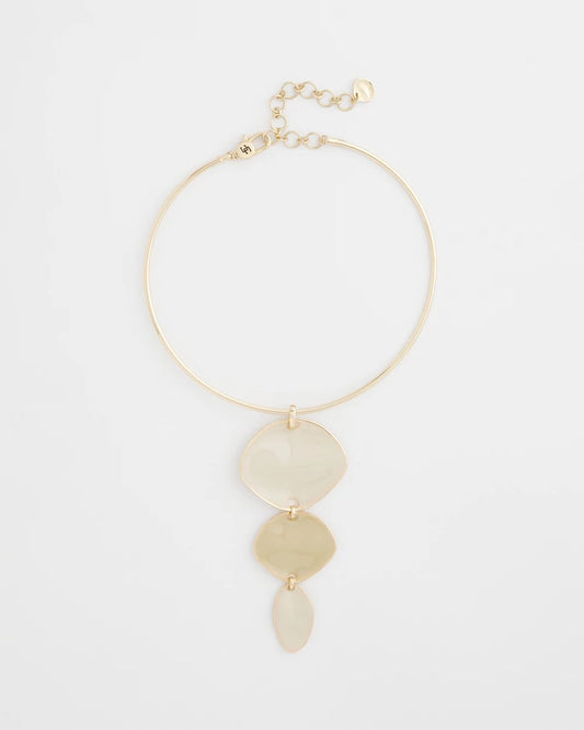 Chico's Linear Reversible Pendant Necklace White/Gold