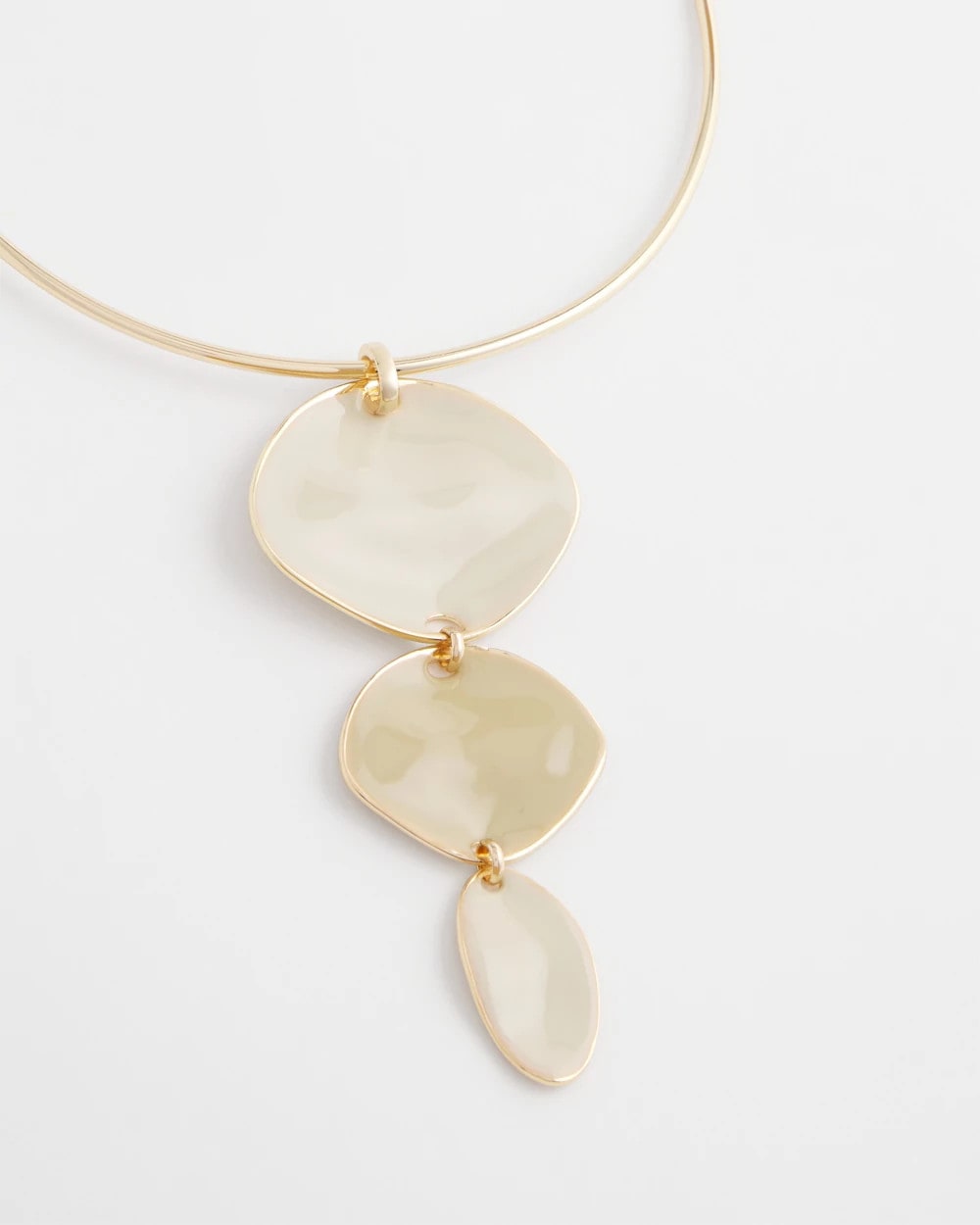Chico's Linear Reversible Pendant Necklace White/Gold