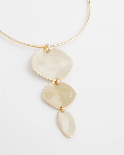 Chico's Linear Reversible Pendant Necklace White/Gold