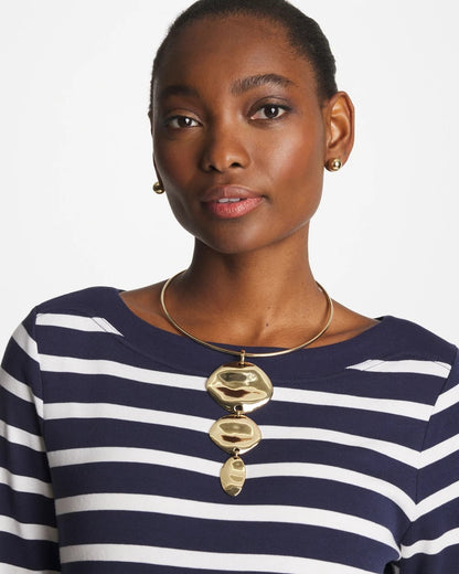 Chico's Linear Reversible Pendant Necklace White/Gold