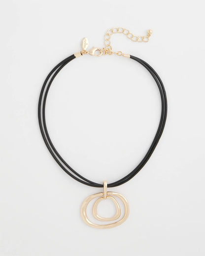Chico's Gold Tone Rings Pendant Necklace Gold