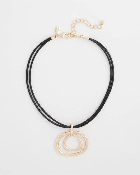 Chico's Gold Tone Rings Pendant Necklace Gold