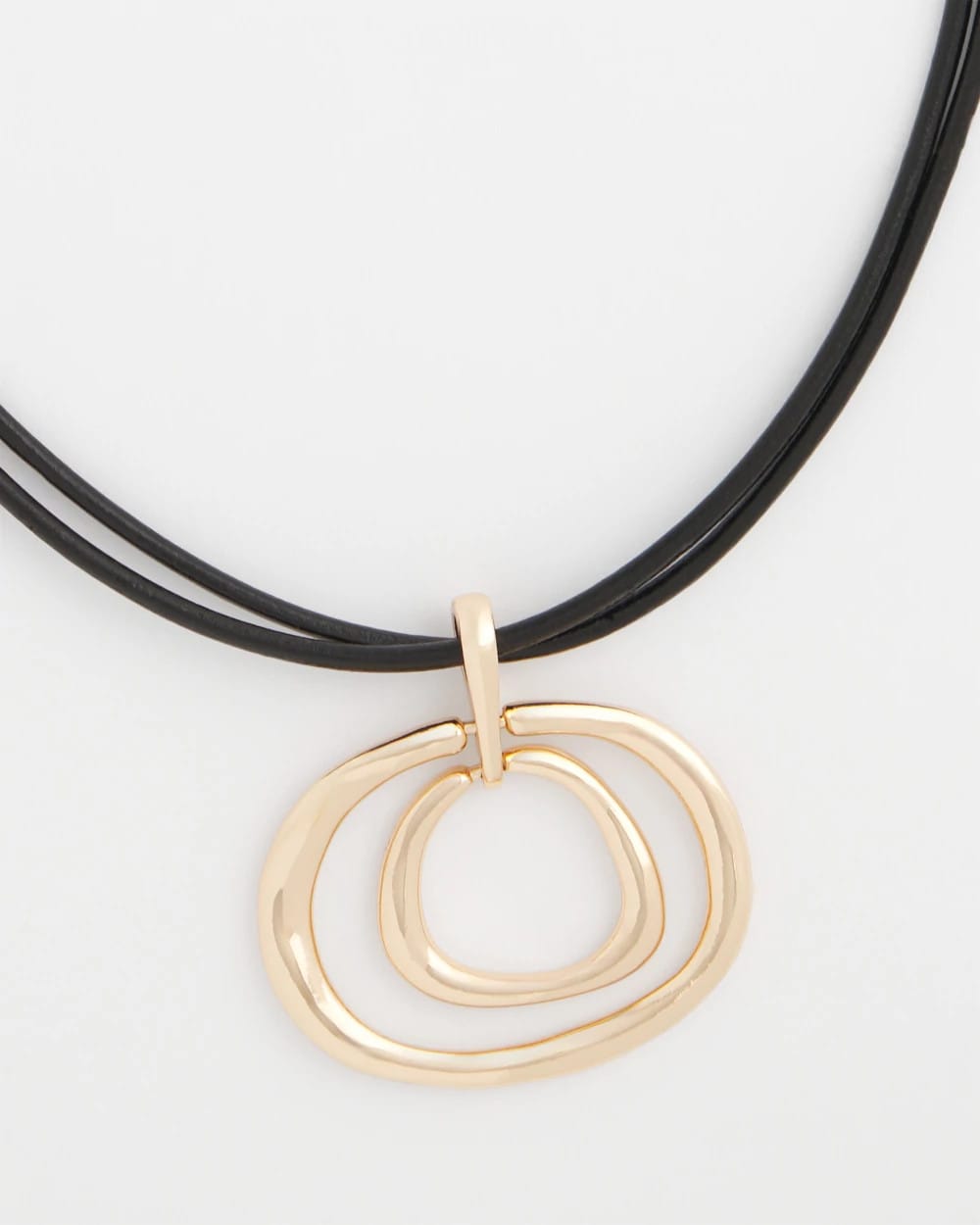 Chico's Gold Tone Rings Pendant Necklace Gold