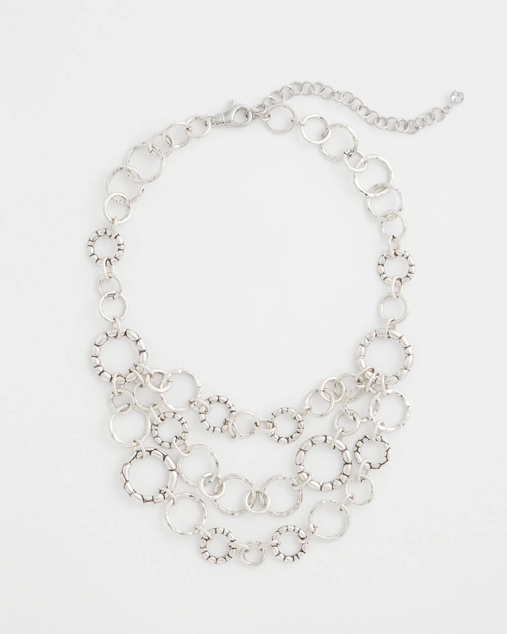 Chico's Silver Multistrand Bib Necklace Silver