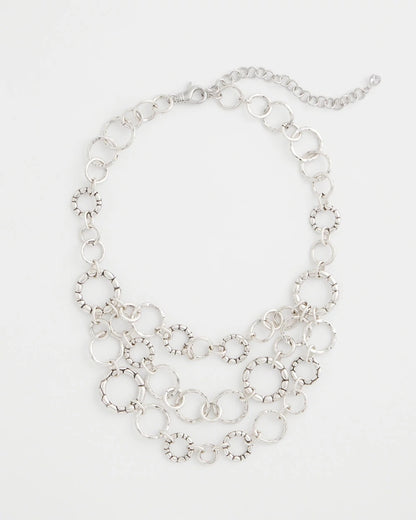 Chico's Silver Multistrand Bib Necklace Silver