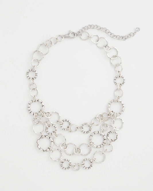 Chico's Silver Multistrand Bib Necklace Silver