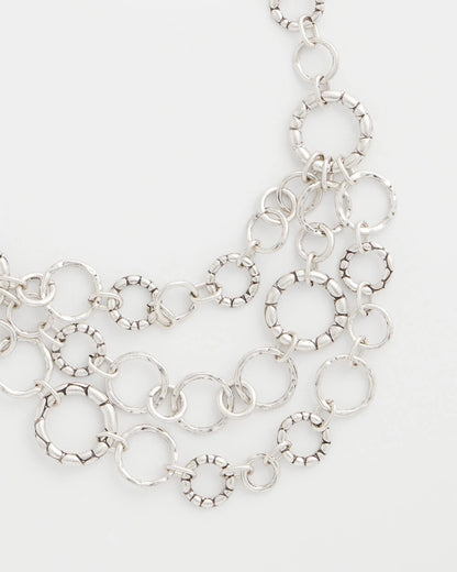 Chico's Silver Multistrand Bib Necklace Silver