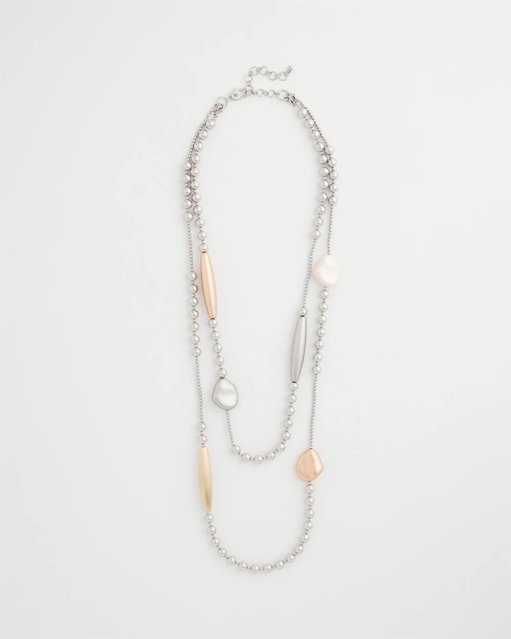 Chico's Copper and Silver Double Strand Necklace Mixed Metals