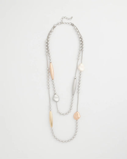 Chico's Copper and Silver Double Strand Necklace Mixed Metals