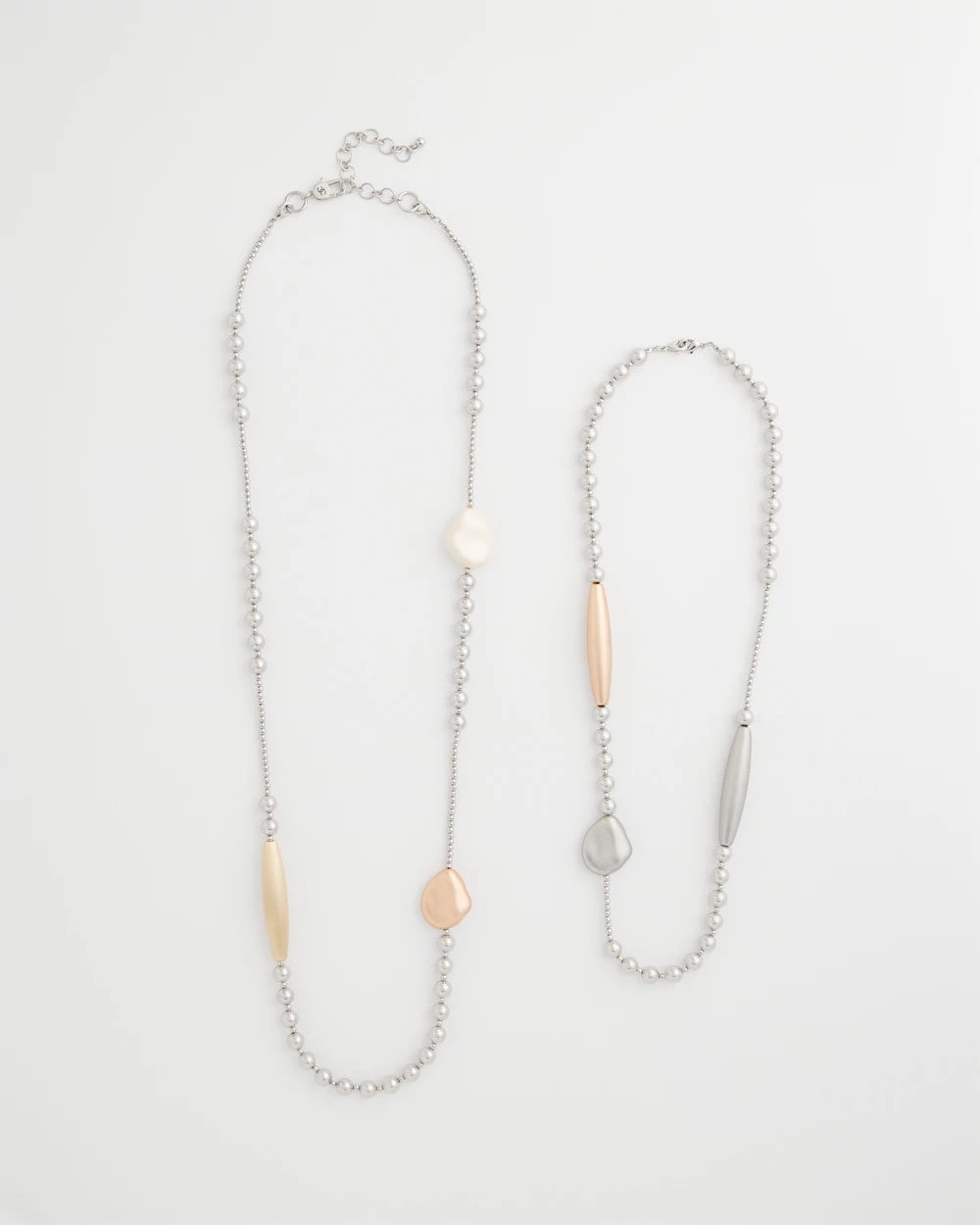 Chico's Copper and Silver Double Strand Necklace Mixed Metals