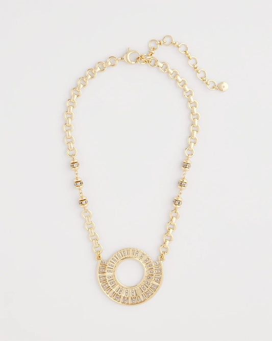 Chico's Sparkling Goldtone Circle Pendant Necklace Gold