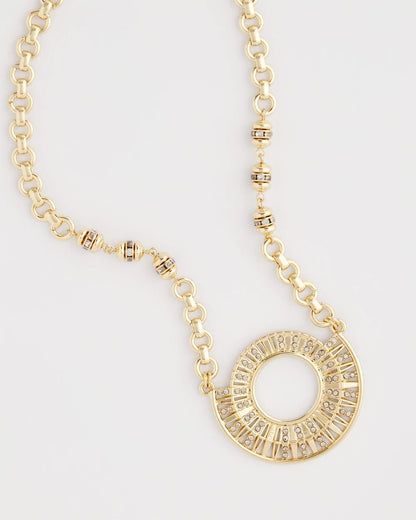 Chico's Sparkling Goldtone Circle Pendant Necklace Gold
