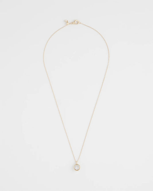 Chico's Bezel Set Pendant Goldtone Necklace Gold