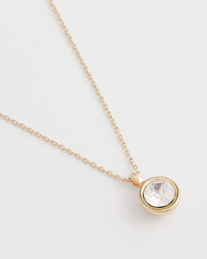Chico's Bezel Set Pendant Goldtone Necklace Gold